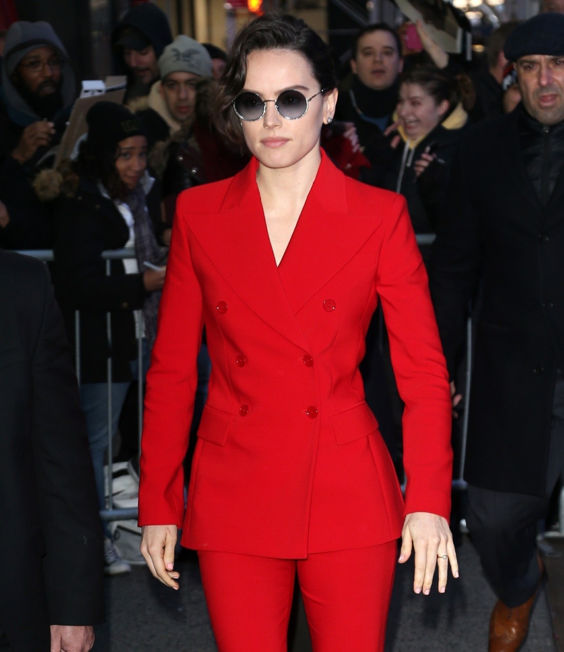 Daisy Ridley stands out in bright red at Good Morning America