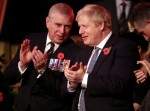 Prince Andrew, Duke of York and Prime Minister, Boris Johnson attend the annual Royal British Legion Festival of Remembrance at the Royal Albert Hall on November 09, 2019 in London, England.
