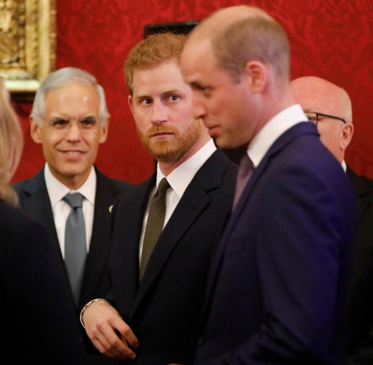 Britain's Prince William, Duke of Cambridge (R) and Britain's Prince Harry, Duke of Sussex (2R), host a reception to officially open the 2018 Illegal Wildlife Trade Conference at St James' Palace in London on October 10, 2018. - The 2018 Illegal Wildlife Trade Conference is the fourth such international conference bringing together heads of state, ministers and officials from nearly 80 countries, alongside NGOs, academics and businesses, to build on previous efforts to tackle this lucrative criminal trade. The conference is being hosted by the UK Government from 11th  12th October 2018.