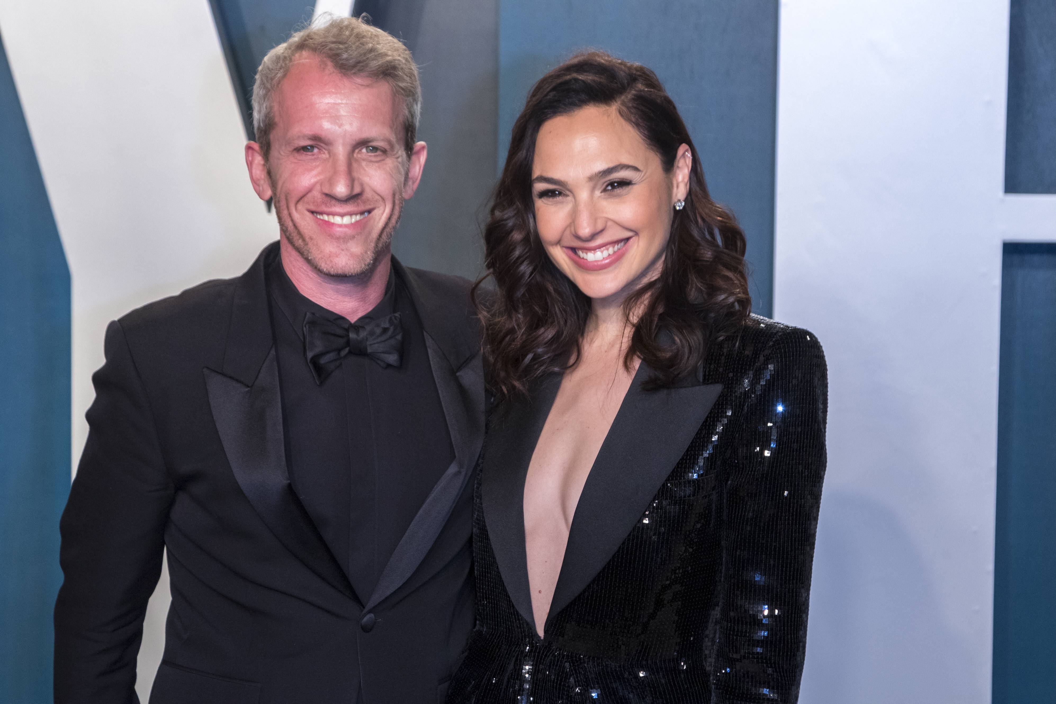 Yaron Varsano and Gal Gadot (r) attend the Vanity Fair Oscar Party at Wallis Annenberg Center for th...