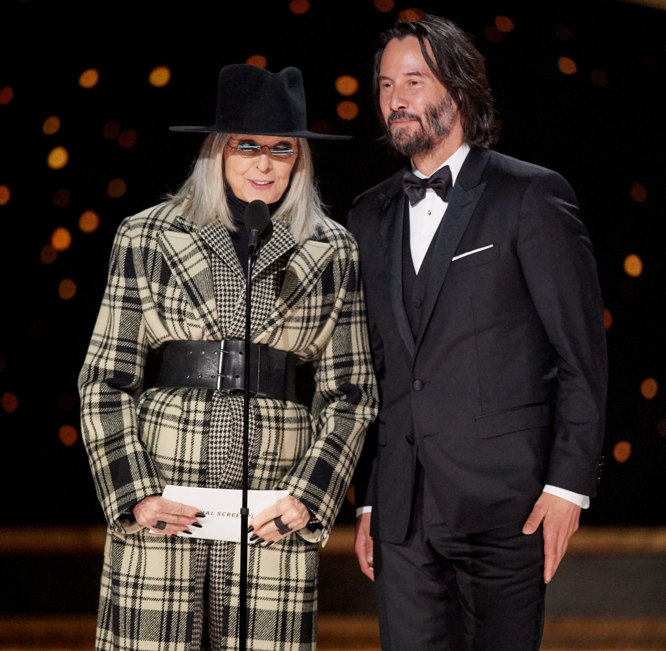 Diane Keaton and Keanu Reeves present the Oscar¬Æ for Original Screenplay during the live ABC Tele...
