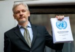Julian Assange, Wikileaks founder speaks from the Ecuadorian Embassy, London.