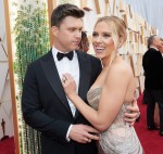 OscarÂ® nominee, Scarlett Johansson and Colin Jost arrive on the red carpet of The 92nd OscarsÂ® at...