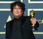 Bong Joon Ho poses with the Oscar for Best Picture in the film Parasite during the the 92nd Academy Awards, 2020 on Sunday 9 February 2020