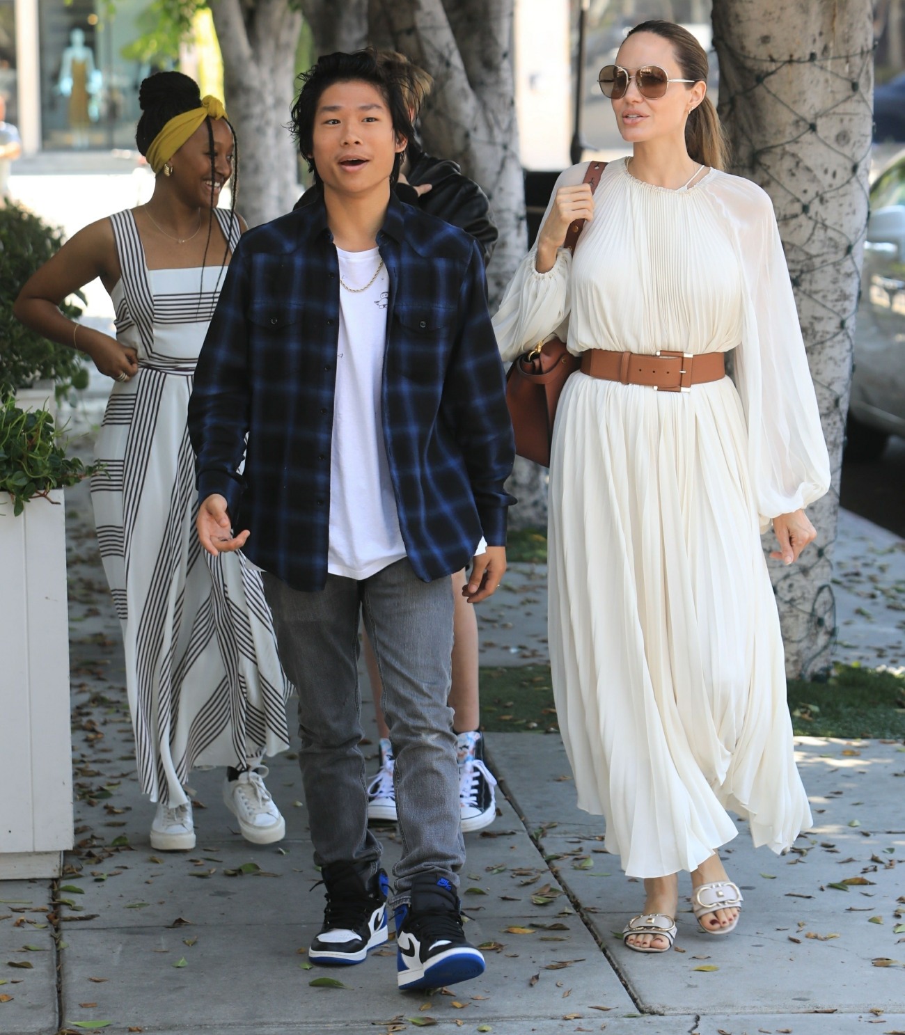 Angelina Jolie and kids are all smiles after lunch at Fig and Olive in West Hollywood