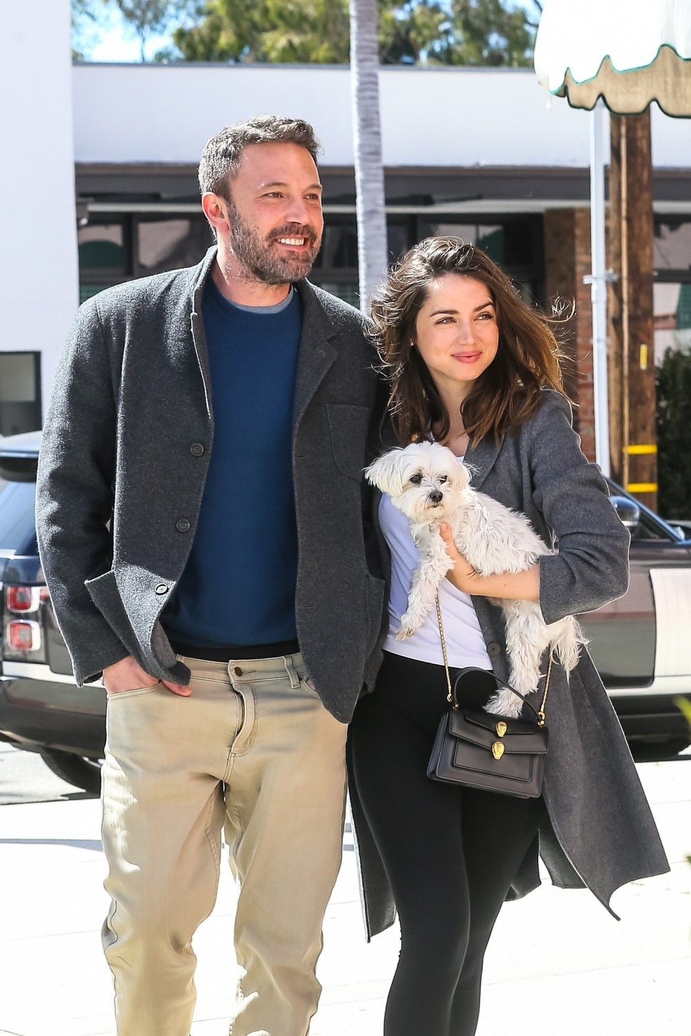 Ben Affleck lashed a big smile while picking up coffee to-go with Ana de Armas