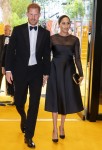 Britain's Prince Harry, Duke of Sussex (L) and Britain's Meghan, Duchess of Sussex (R) arrive to attend the European premiere of the film The Lion King in London on July 14, 2019.