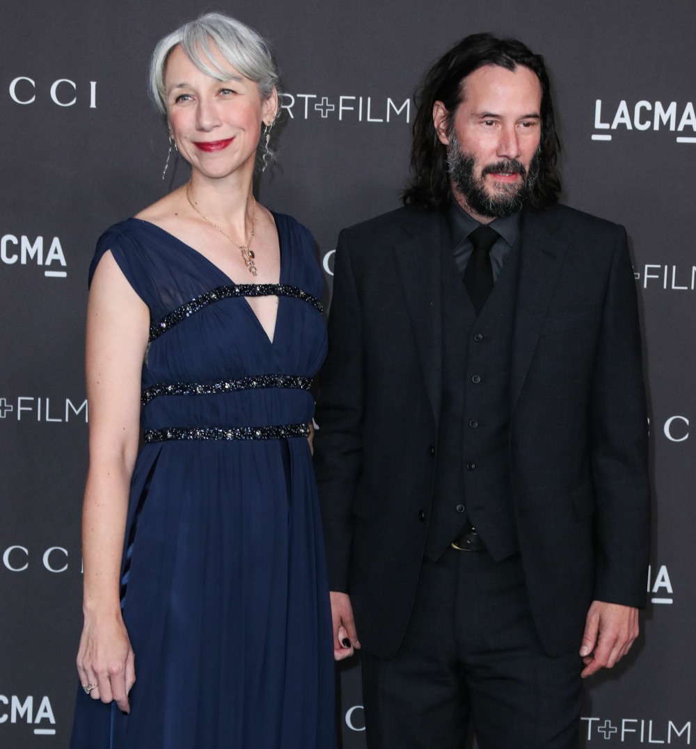 Alexandra Grant and Keanu Reeves arrive at the 2019 LACMA Art + Film Gala held at the Los Angeles County Museum of Art on November 2, 2019 in Los Angeles, California, United States.