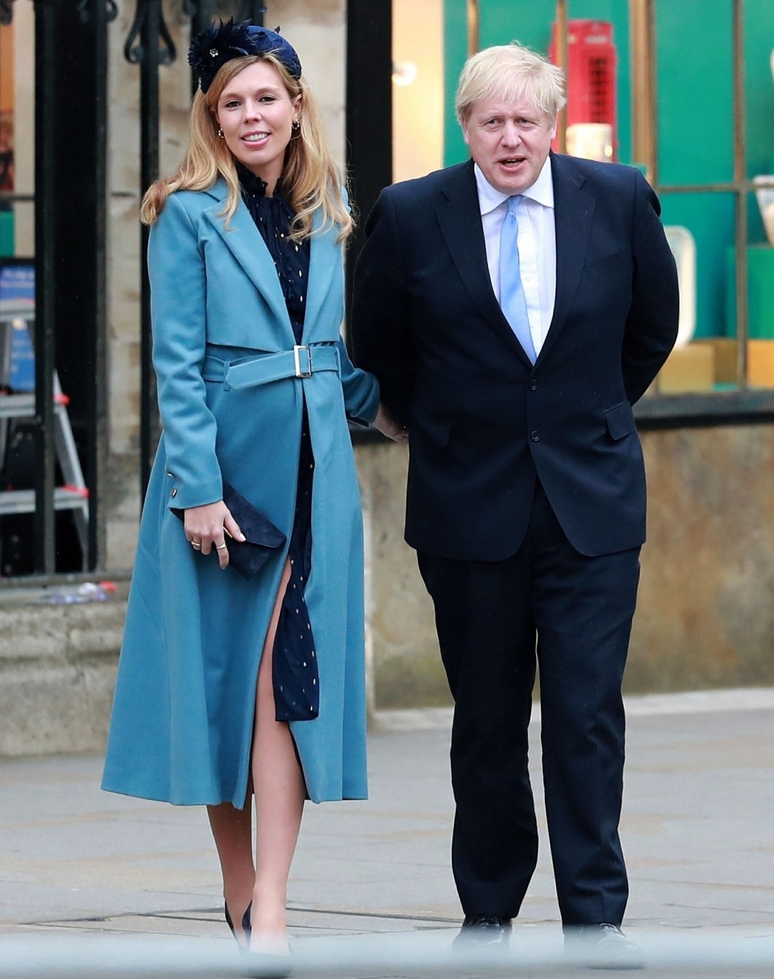 Boris Johnson and his pregnant fiancee Carrie Symonds are seen leaving Westminster Abbey