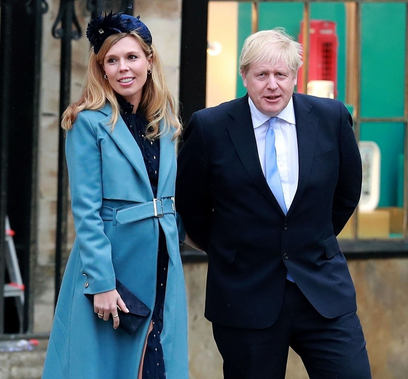 Boris Johnson and his pregnant fiancee Carrie Symonds are seen leaving Westminster Abbey
