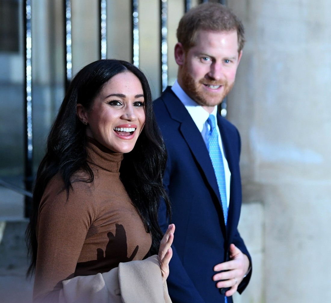 Britain's Prince Harry, Duke of Sussex and Meghan, Duchess of Sussex reacts as they leave after her visit to Canada House in thanks for the warm Canadian hospitality and support they received during their recent stay in Canada, in London on January 7, 2020