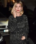 Hailey Bieber pictured arriving at the YSL dinner party