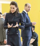 The Duchess of Cambridge talks with wheel chair patients taking part in wheel chair basket ball duri...