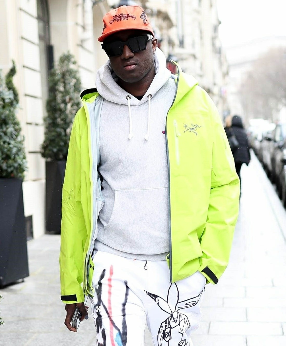 Virgil Abloh looks stylish arriving at the Royal Monceau during Paris fashion week