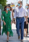 King Felipe of Spain and Queen Letizia of Spain take a walk on promenade of Platja de s'Arenal in Palma de Mallorca
