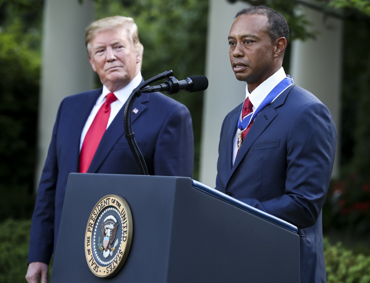 President Trump presents the Medal of Freedom to Tiger Woods