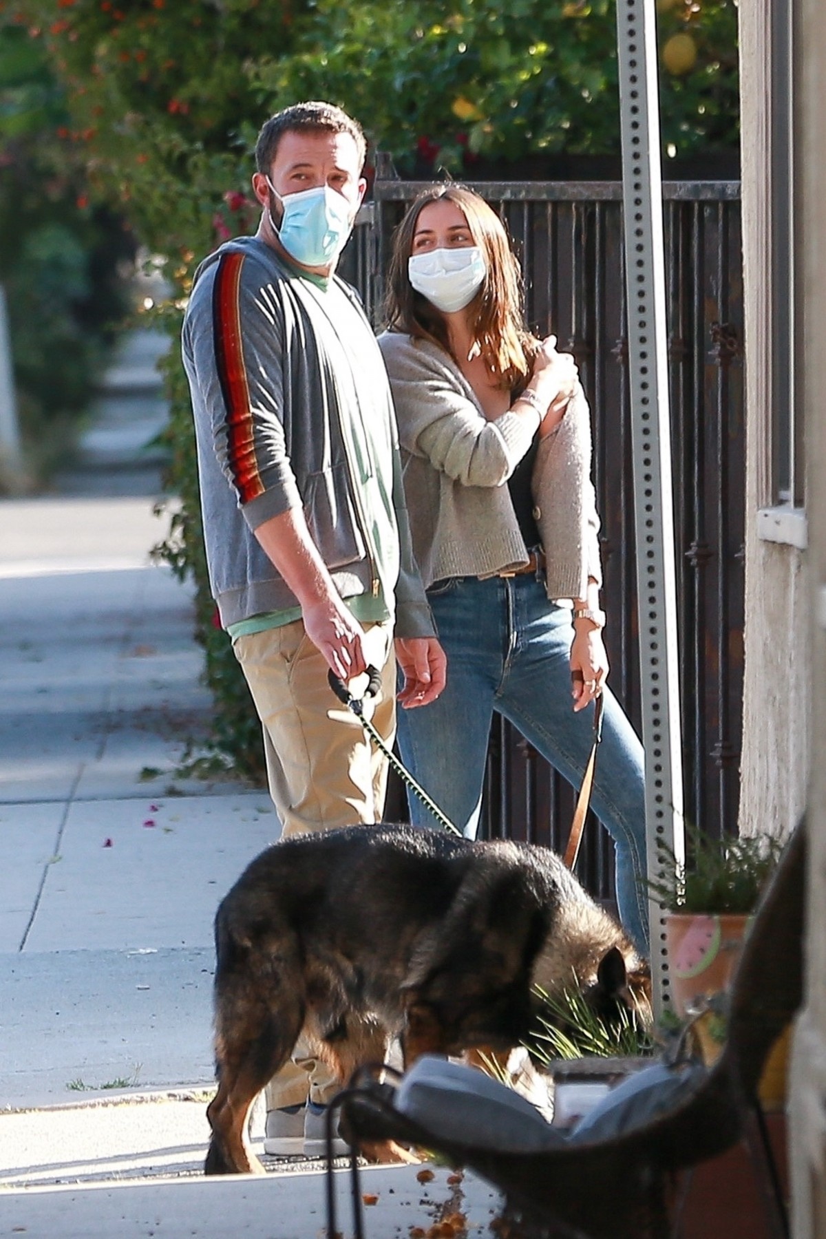 Ben Affleck and Ana De Armas out on their daily walk with the dogs