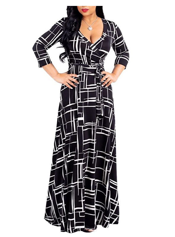 MaxiDress_BlackWhiteGraphicPrint