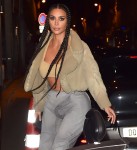 Kim Kardashian arrives at the Kanye West after party with daughter North West and sister Kourtney Kardashian