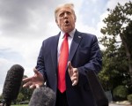 President Trump speaks as he departs the White House