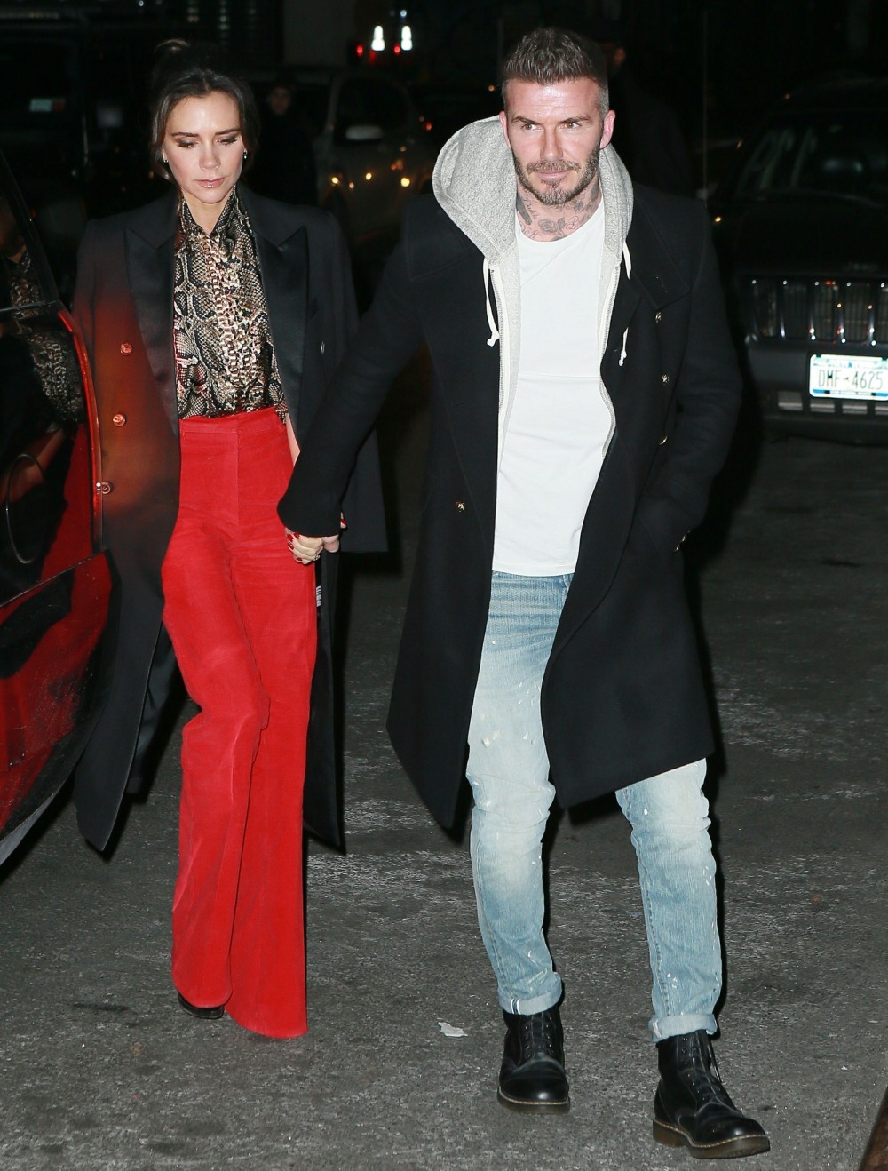 David and Victoria Beckham arrive at Victoria's Reebok party in New York