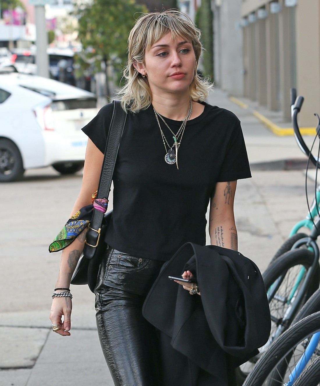 Miley Cyrus is looking relaxed and positive as she heads to the studio for a recording session in West Hollywood