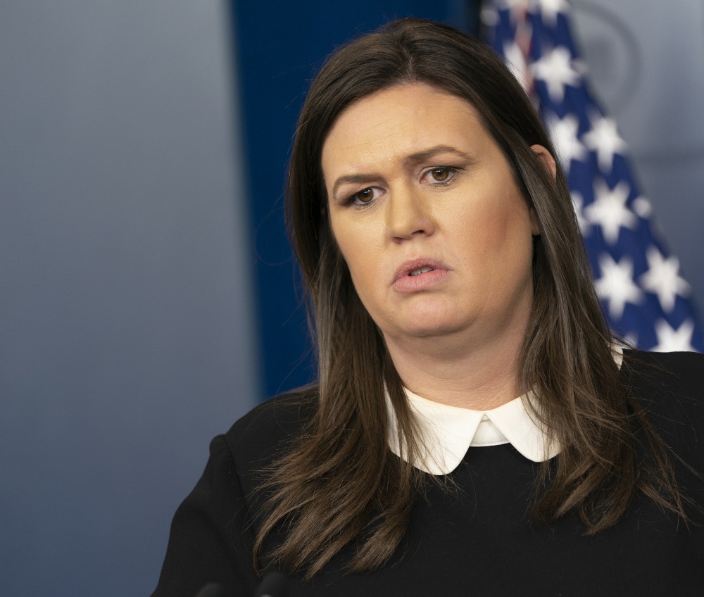 White House Spokesperson Sarah Sanders holds a news briefing at The White House