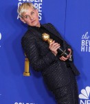 Comedian Ellen DeGeneres wearing Celine poses in the press room at the 77th Annual Golden Globe Awards held at The Beverly Hilton Hotel on January 5, 2020 in Beverly Hills, Los Angeles, California, United States.