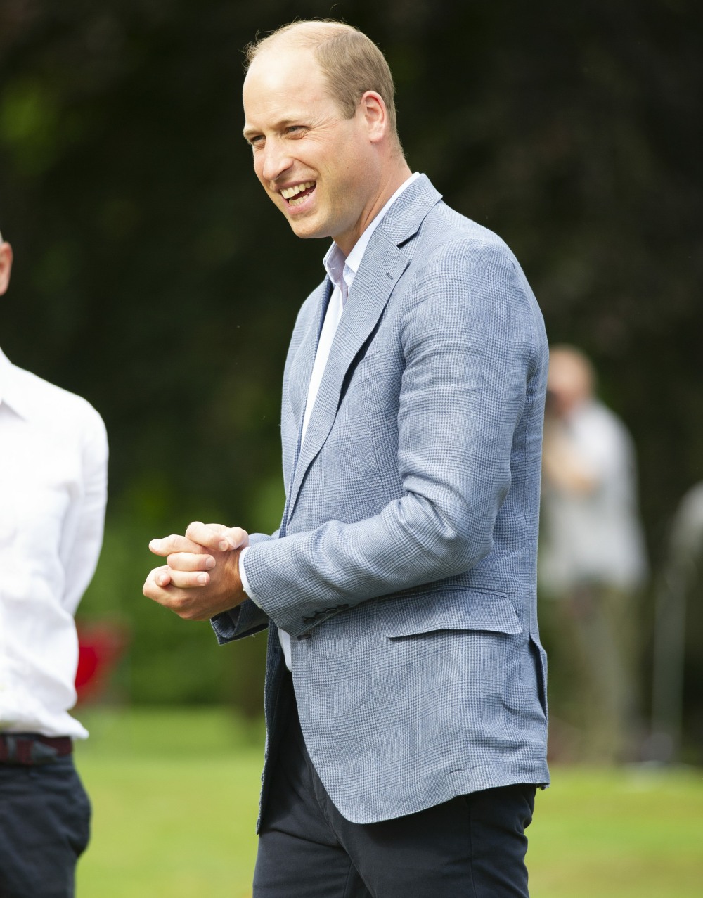 The Duke of Cambridge hosts an outdoor screening of the Heads Up FA Cup final on the Sandringham Estate. William with Ronesh Ranganathan.   1.8.2020