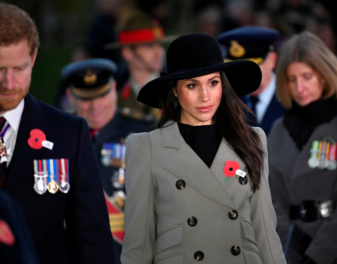 Britain's Prince Harry and his fiancee Meghan Markle commemorate Anzac Day in London