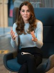 The Duchess of Cambridge wears a face mask as she visits students at the University of Derby