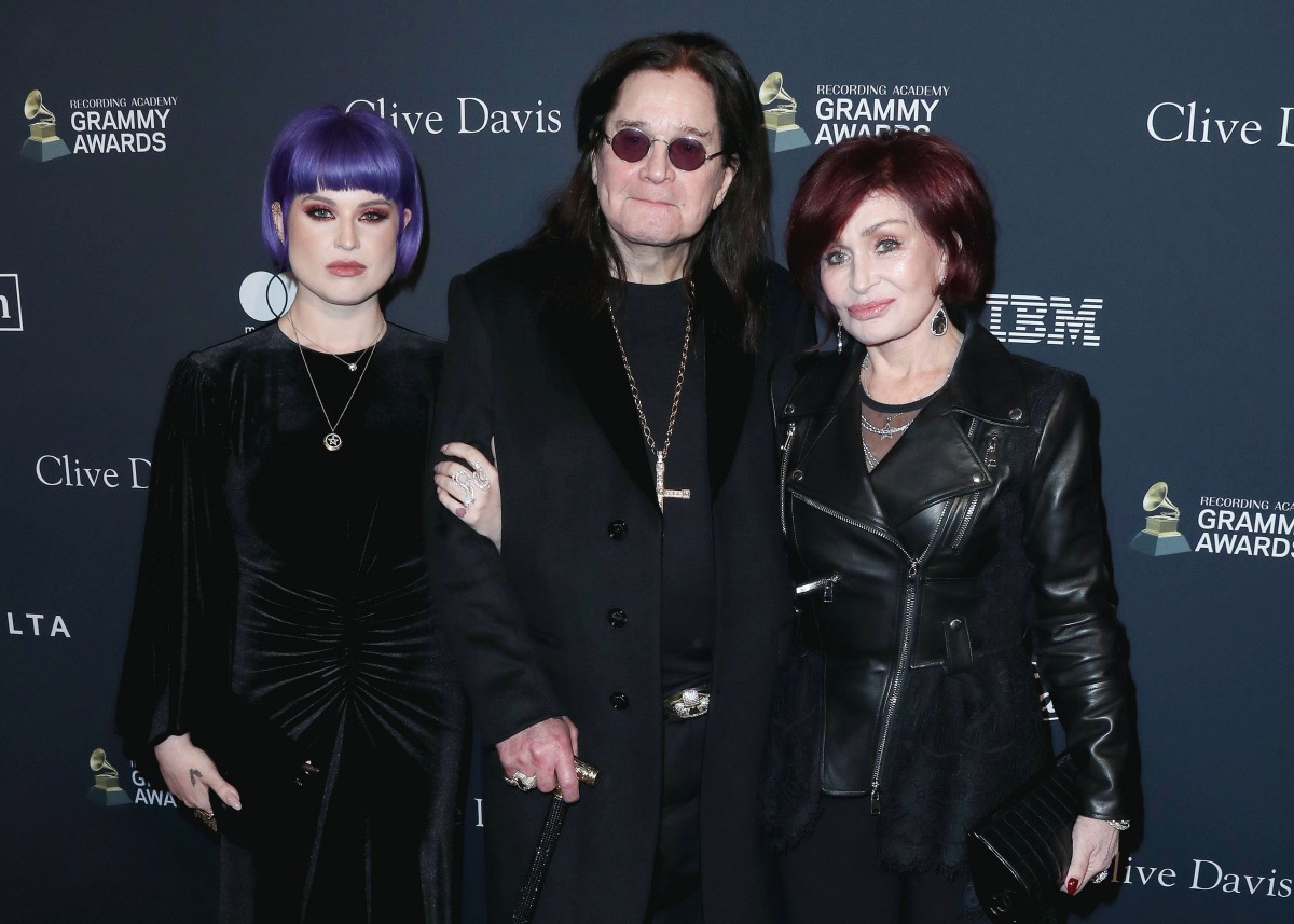 Kelly Osbourne, Ozzy Osbourne and Sharon Osbourne arrive at The Recording Academy And Clive Davis' 2020 Pre-GRAMMY Gala held at The Beverly Hilton Hotel on January 25, 2020 in Beverly Hills, Los Angeles, California, United States.