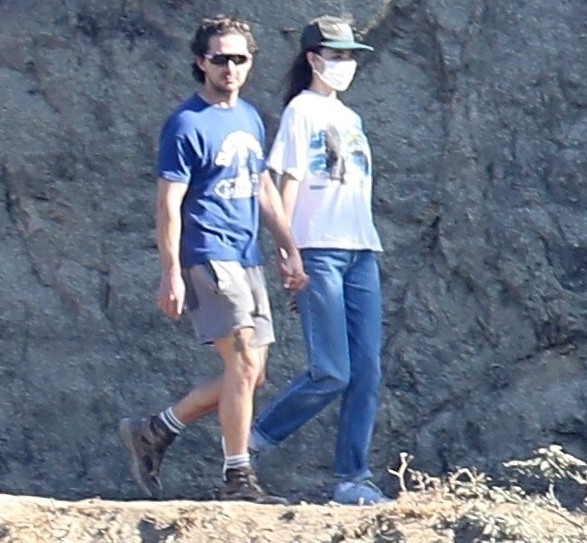 Shia LaBeouf and Margaret Qualley enjoying a romantic hike in the Hollywood Hills