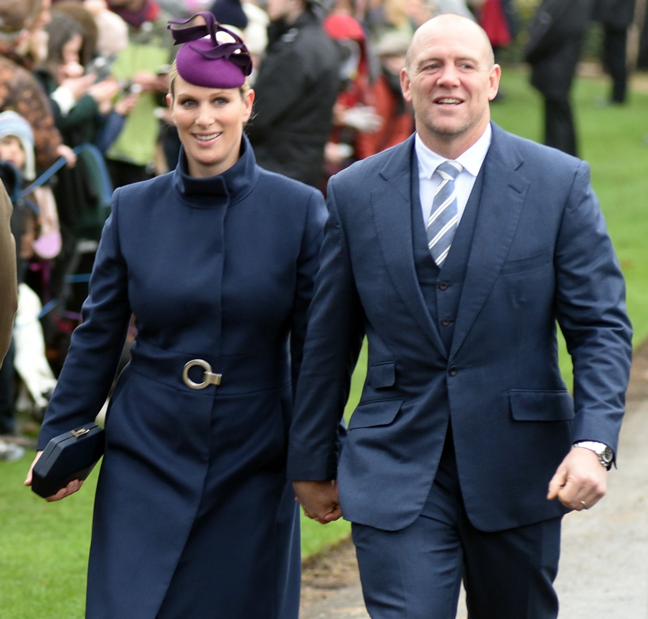 Mike and Zara Tindall arriving for the Xmas Day service at Sandringham Church, 25th December, 2018.