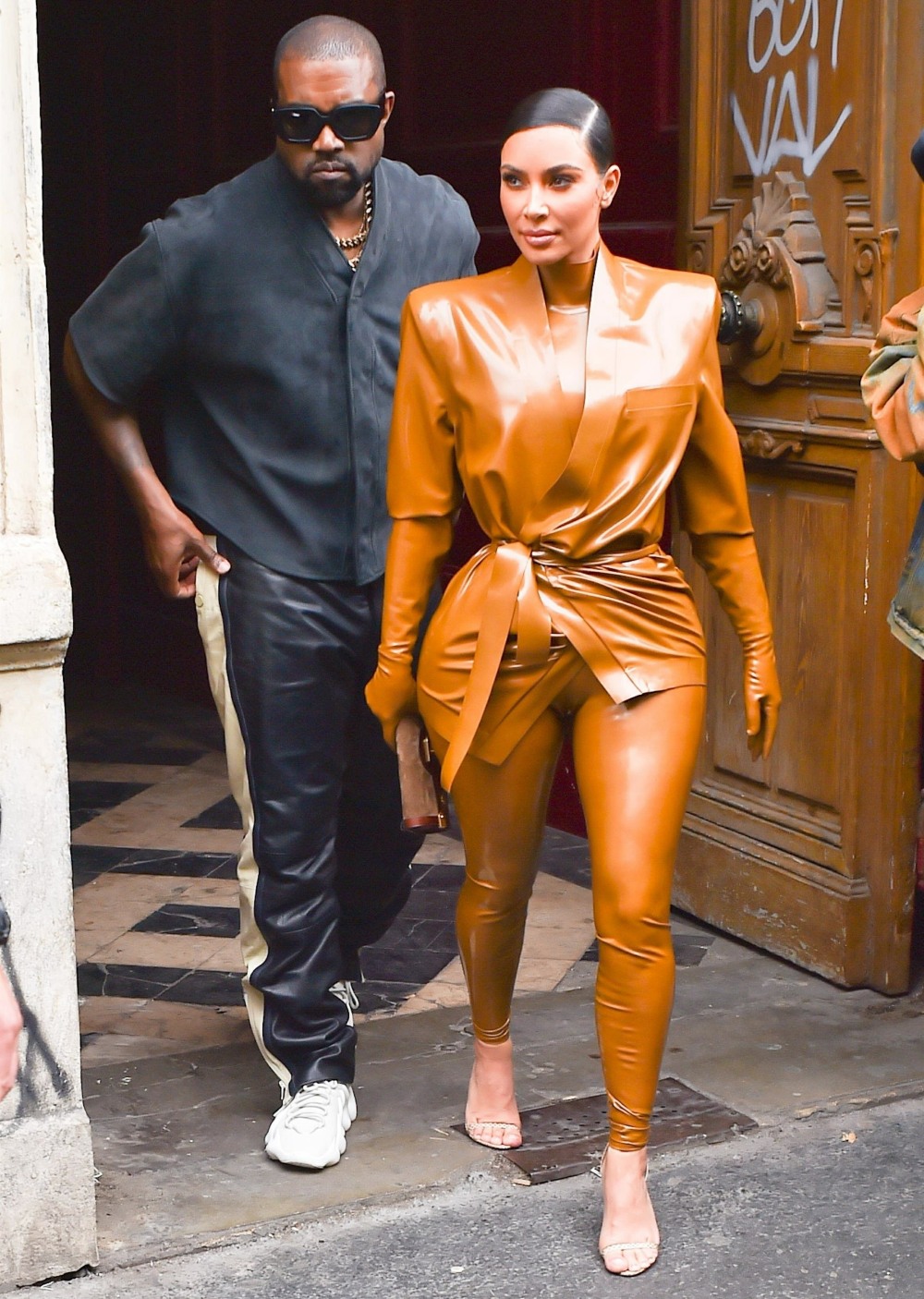 Kim Kardashian and Kanye West step out after his Sunday Church service in Paris