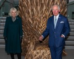 Prince Charles Prince of Wales  accompanied by  Camilla Duchess of Cornwall visit The Ulster Museum in Belfast