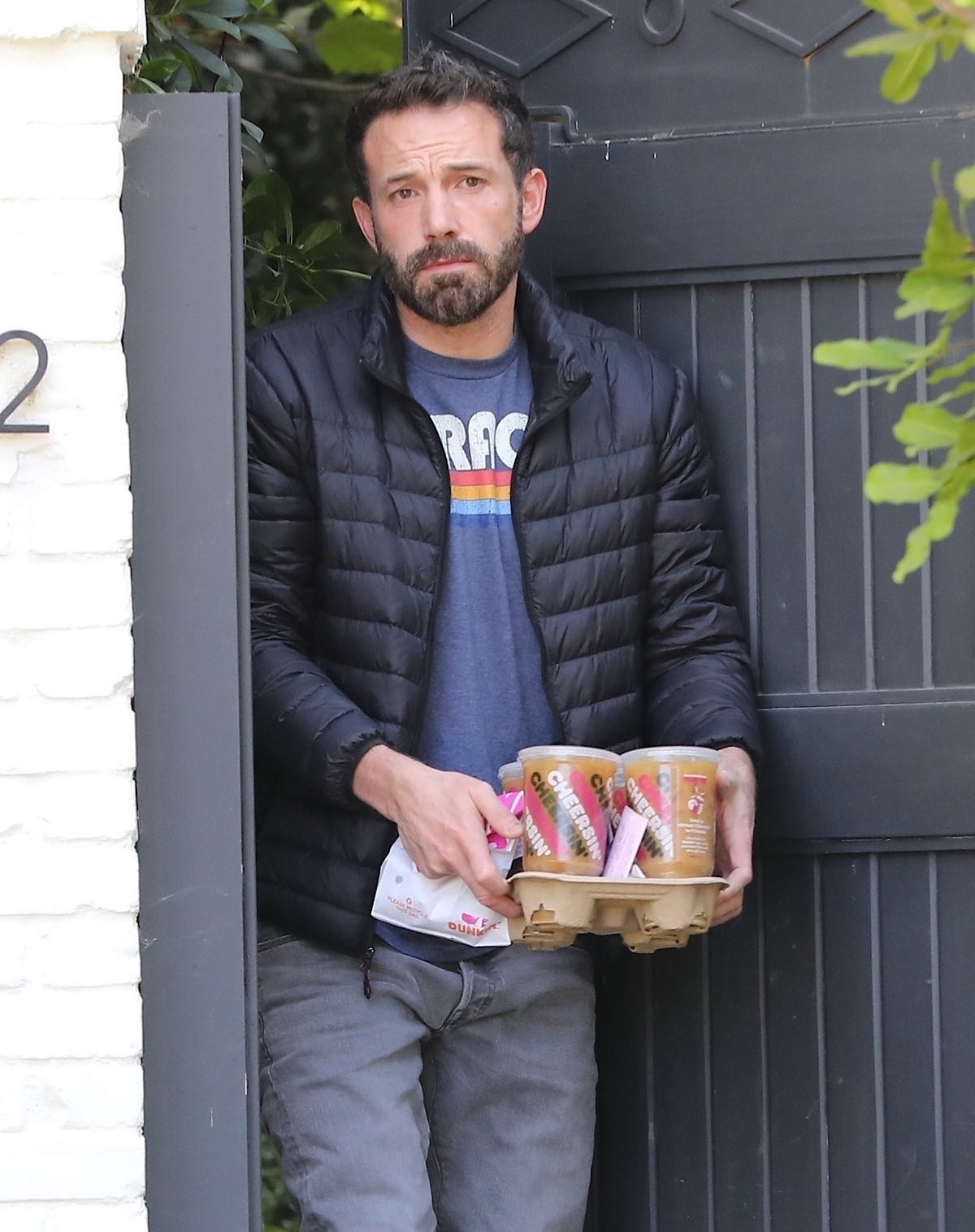 Ben Affleck pictured picking up his favorite coffee delivery!