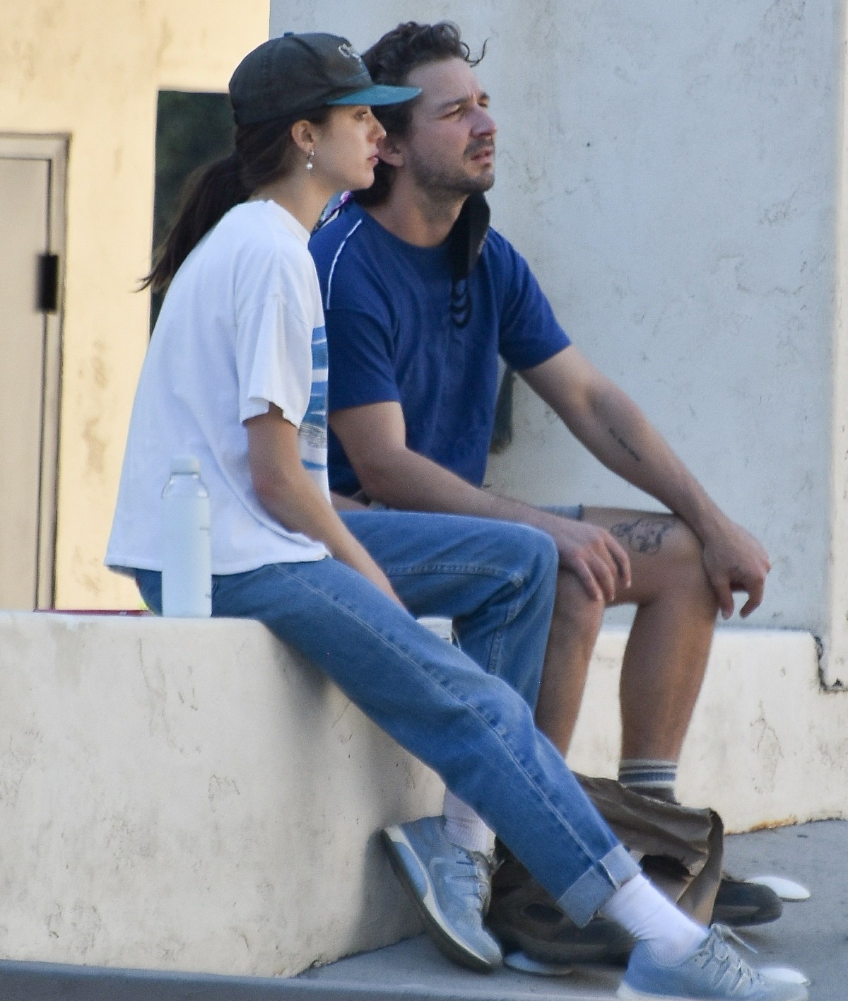 Shia LaBeouf and girlfriend Margaret Qualley picking up food to go
