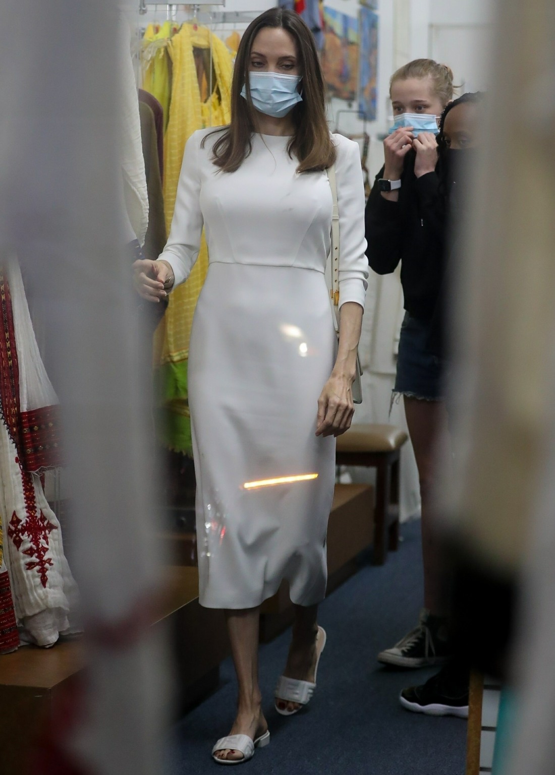 Angelina Jolie takes her daughters shopping at Ethiopian Design in LA