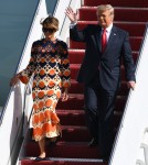 President Donald Trump and Melania Trump arrive on Airforce One at Palm Beach International Airport