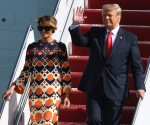 President Donald Trump and Melania Trump arrive on Airforce One at Palm Beach International Airport