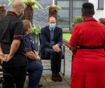 HRH Prince William the Duke of Cambridge, meets patients and staff and attends at a groundbreaking ceremony at The Royal Marsden in Surrey.