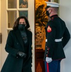 Vice President Kamala Harris walks out of the West Wing