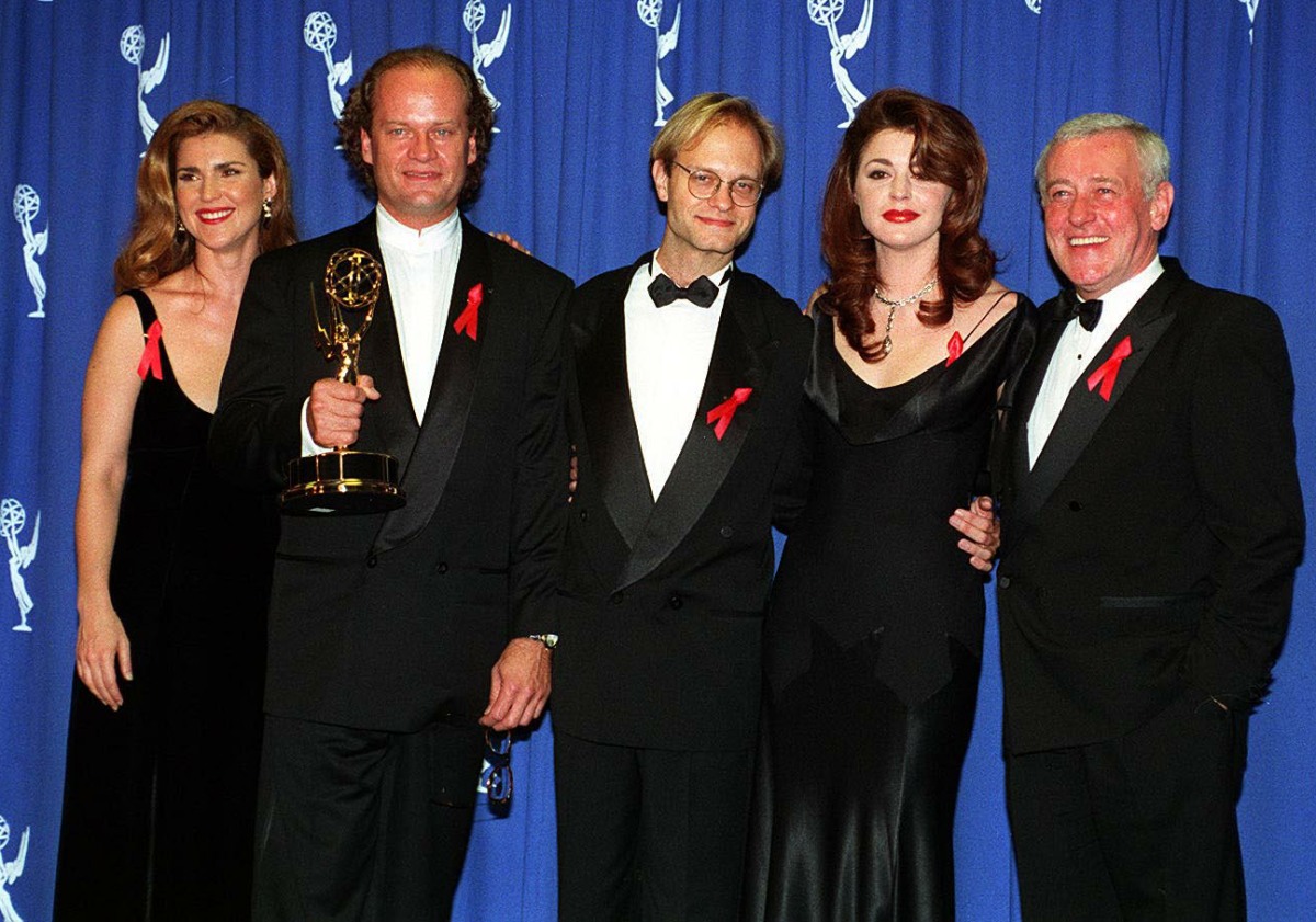 From Left to Right:-PERI GILBIN; KELSEY GRAMMER; DAVID HYDE PIERCE; JANE LEEVES and JOHN MAHONEYCast of the hit comedy series 'Frasier'(At the 46th Annual Primetime Emmy Awards, where the show won the award for Outstanding Comedy Series and KELSEY G