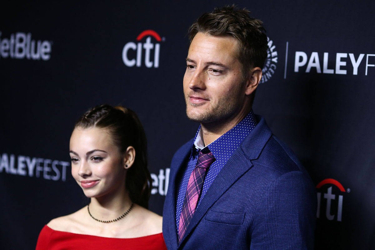 Isabella Justice Hartley and father/actor Justin Hartley arrive at the 2019 PaleyFest LA -  NBC's 'This Is Us' held at the Dolby Theatre on March 24, 2019 in Hollywood, Los Angeles, California, United States. (Photo by Xavier Collin/Image Press Agency)