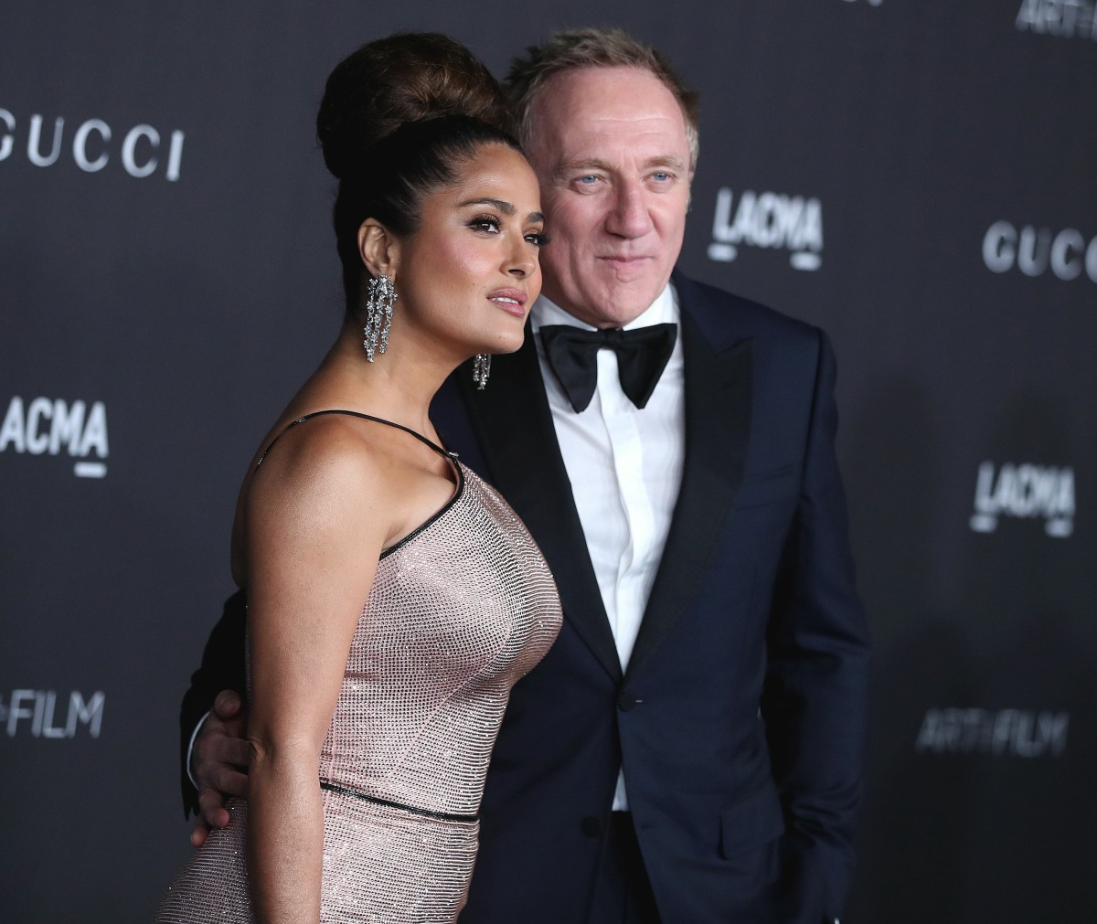 Salma Hayek Pinault and Francois-Henri Pinault arrive at the 2019 LACMA Art + Film Gala held at the Los Angeles County Museum of Art on November 2, 2019 in Los Angeles, California, United States.