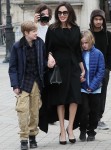 Angelina Jolie and the kids visit the Louvre Museum