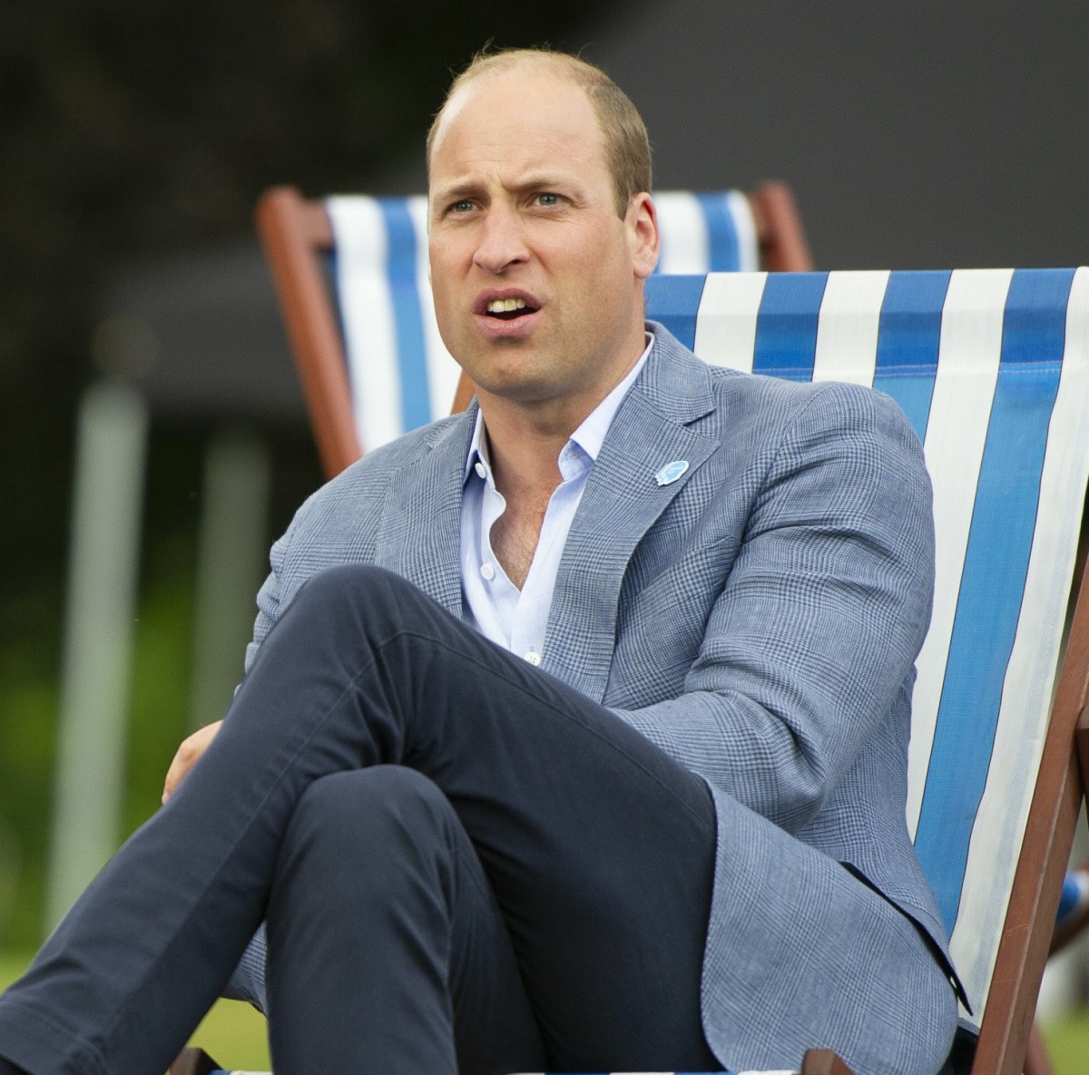 The Duke of Cambridge hosts an outdoor screening of the Heads Up FA Cup final on the Sandringham Estate. William watches with Tony Adams as Chelsea score.   1.8.2020