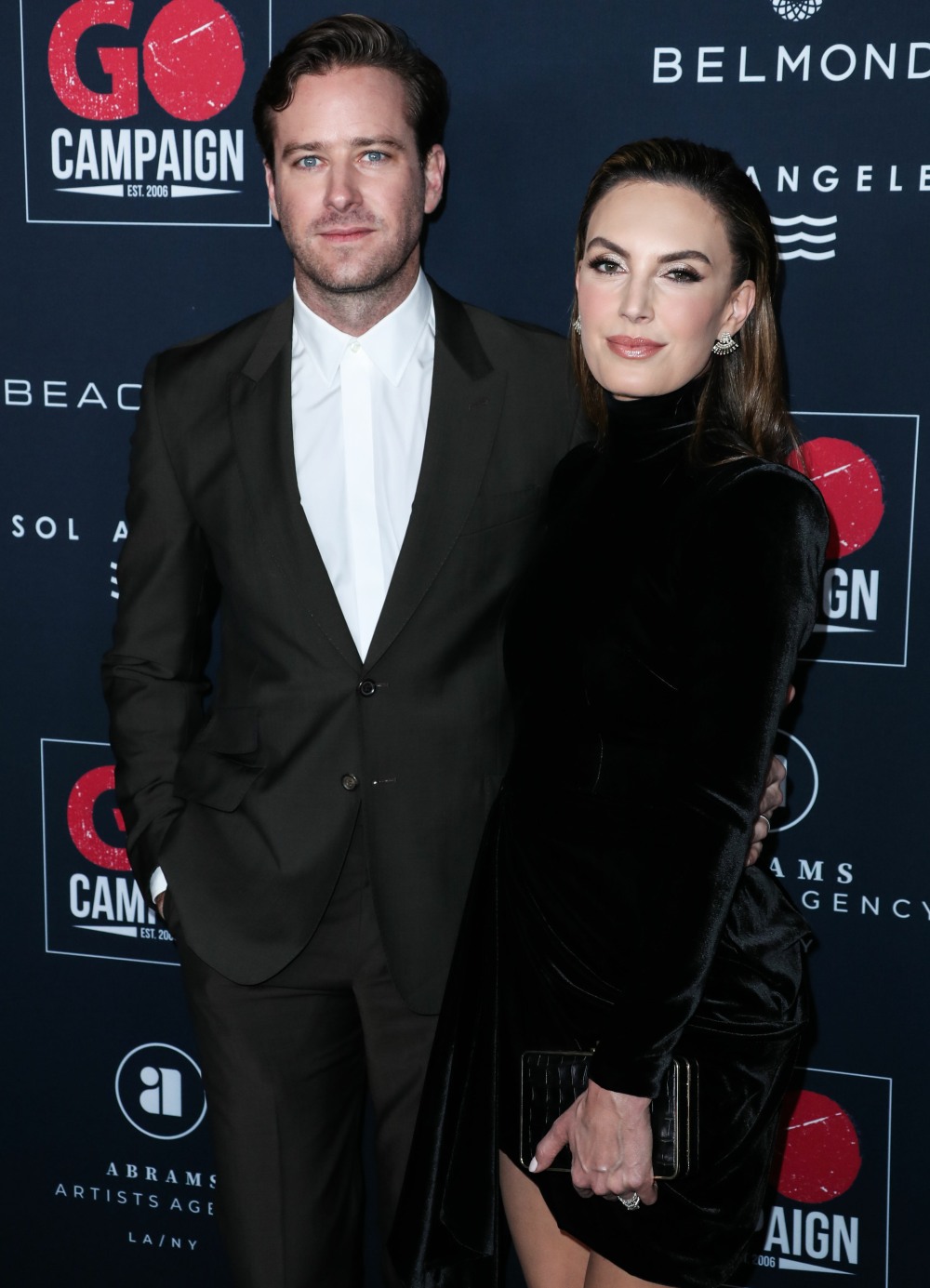 Actor Armie Hammer and wife Elizabeth Chambers arrive at the 13th Annual GO Campaign Gala 2019 held at NeueHouse Hollywood on November 16, 2019 in Hollywood, Los Angeles, California, United States.