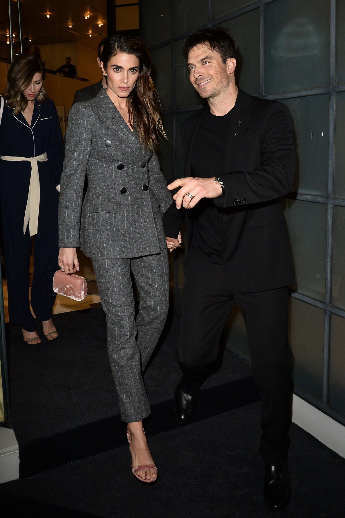 Nikki Reed and husband Ian Somerhalder leave the Giorgio Armani Pre Oscar Party